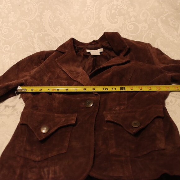 Fitted Suede Leather one button Charlotte Russe jacket Small 100% leather Brown - Picture 4 of 16
